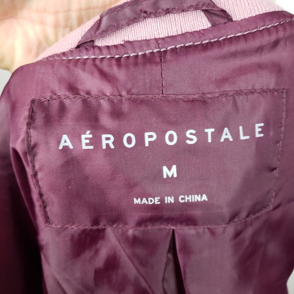 Aeropostale Purple Floral Satin Bomber Jacket M - Picture 15 of 16